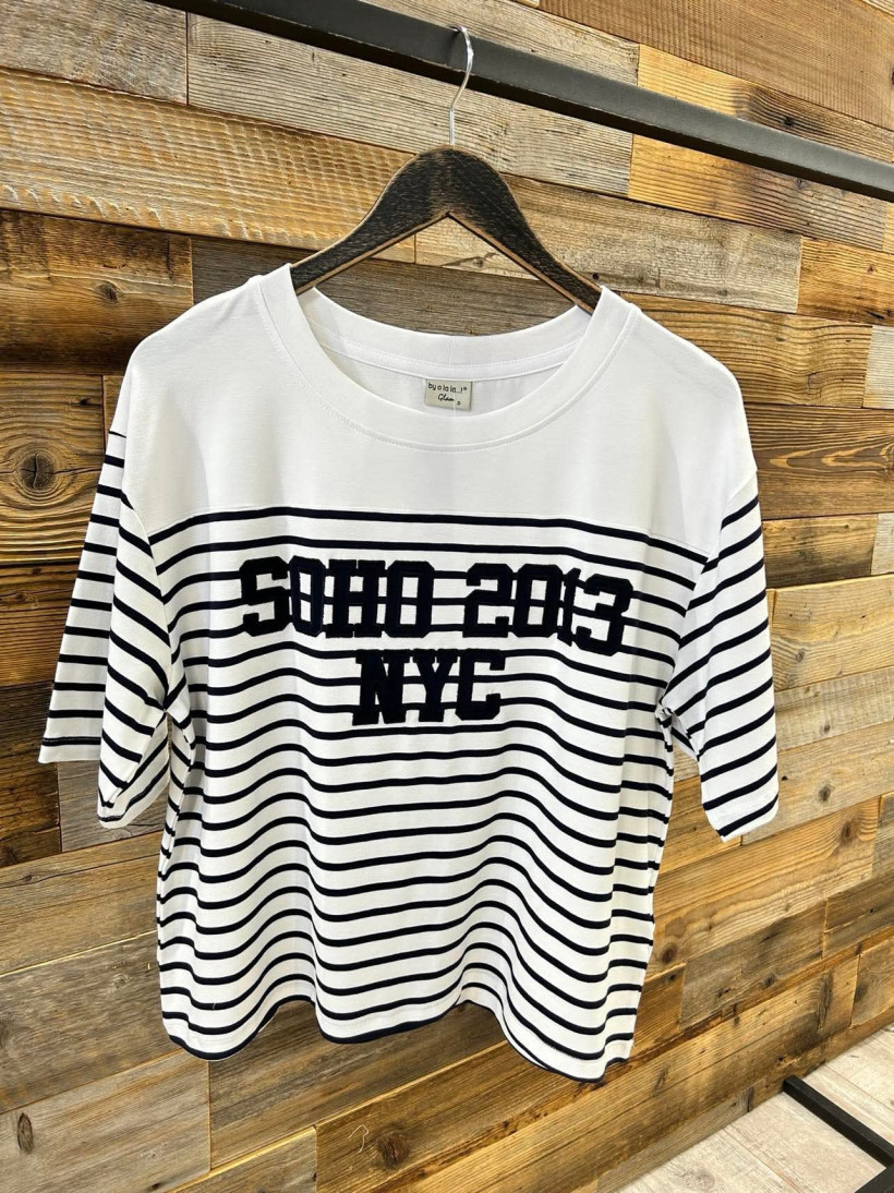 By o la la..! t-shirt NYC paski