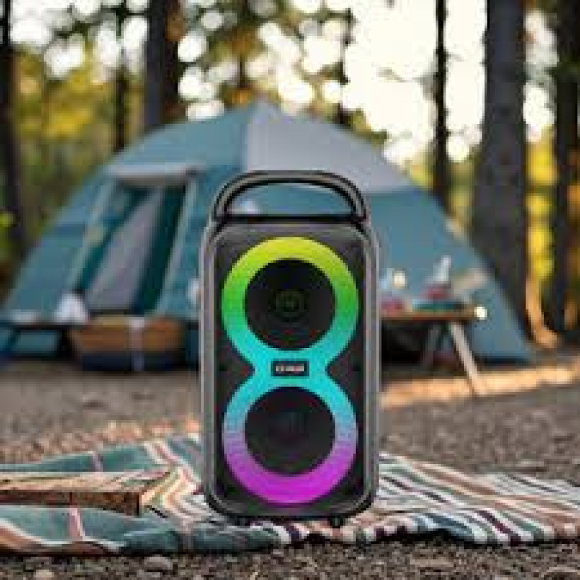 GŁOŚNIK BLUETOOTH PRZENOŚNY BEZPRZEWODOWY BOOMBOX USB AUX KARAOKE LED 50W