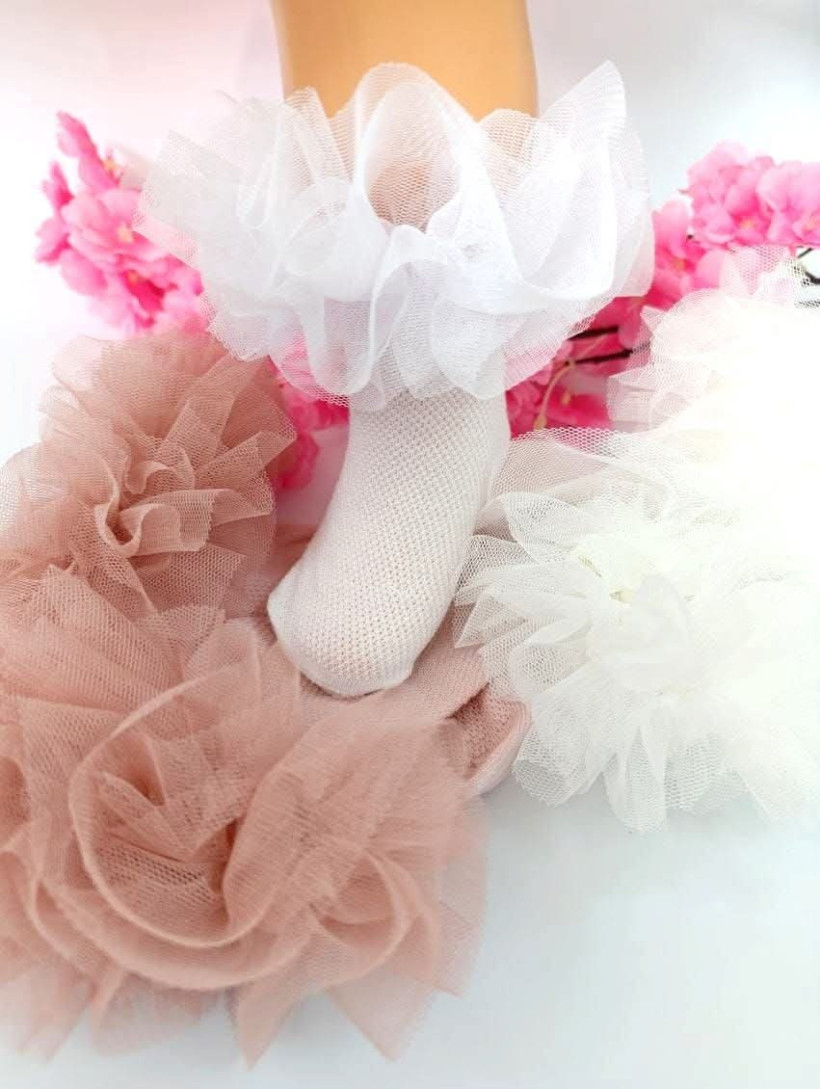 Skarpetka falbanka /tiul biel