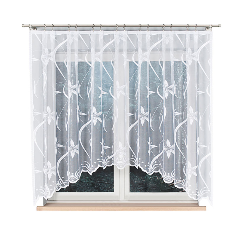 Firanka żakardowa odpasowana Jola 330x160 cm – biała salon, jadalnia, sypialnia 007079