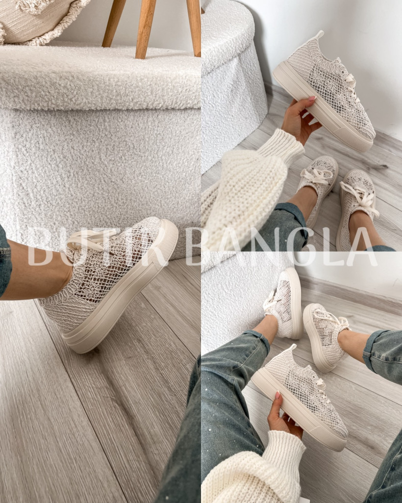 Trampki ażurowe beżowe 