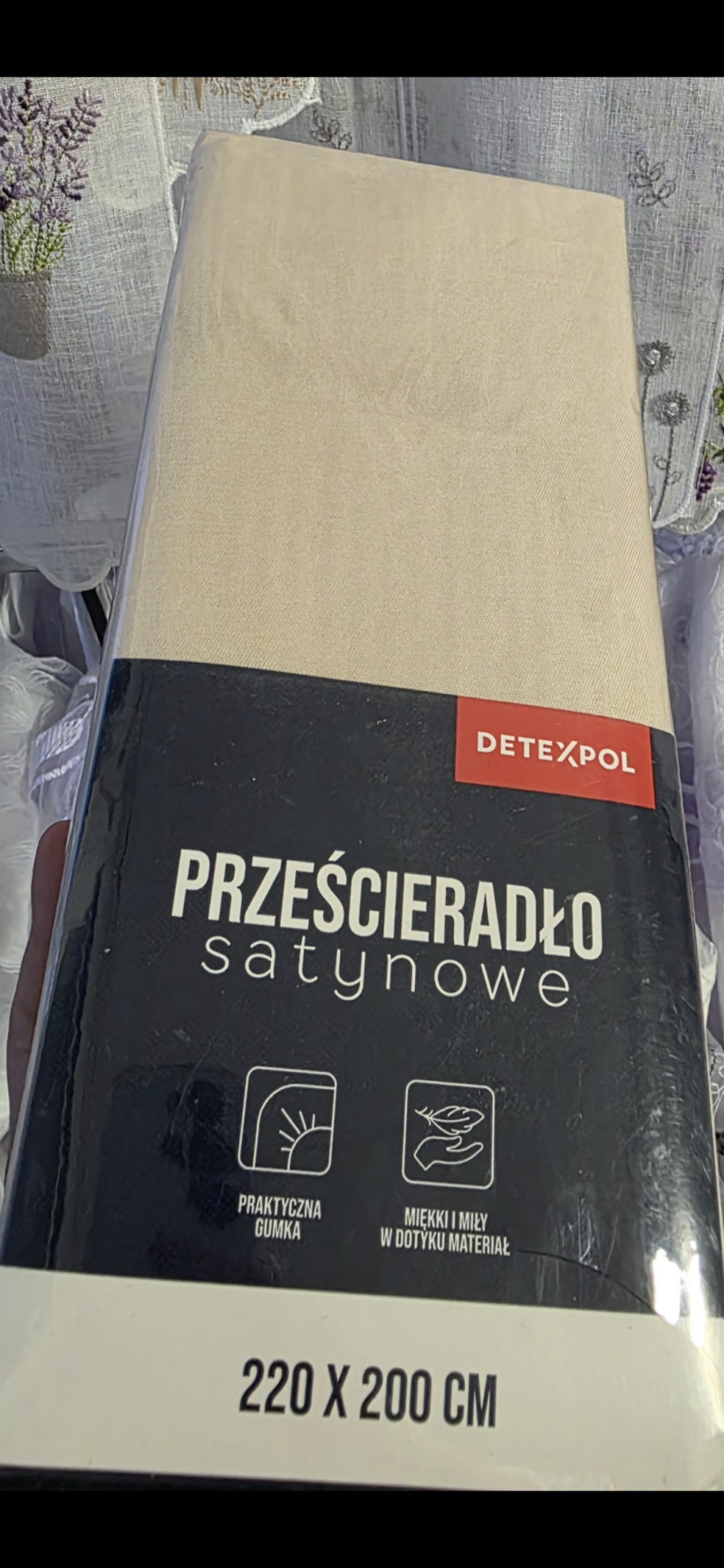 Prześcieradło beż 220x200 cm z gumką 