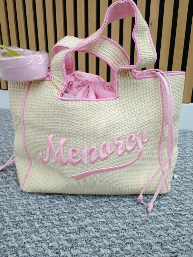 Torebka na plażę Jutowa z różem