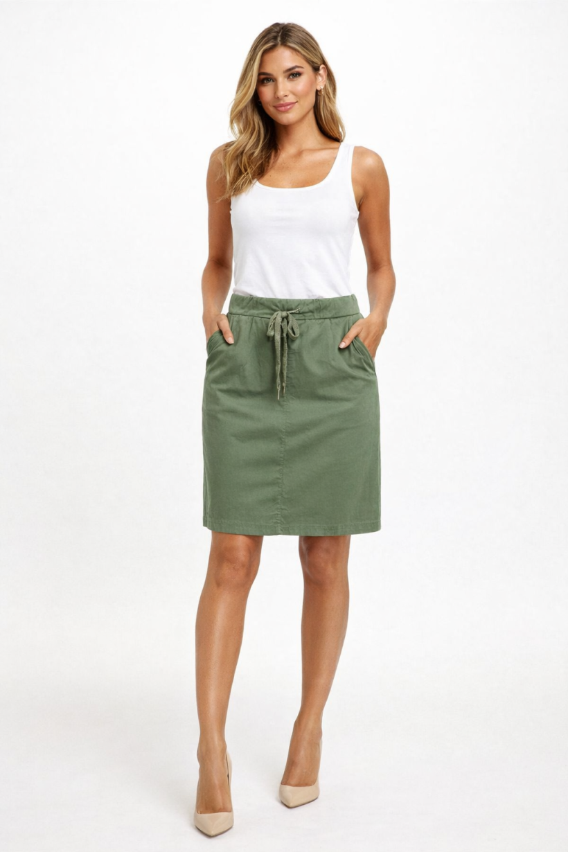 SPÓDNICA STRETCH GŁADKA WIĄZANA