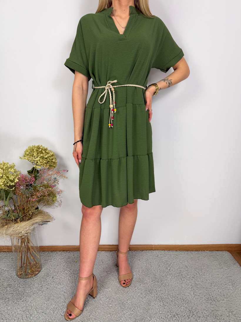 Sukienka 0114 falbanki + sznureczek boho