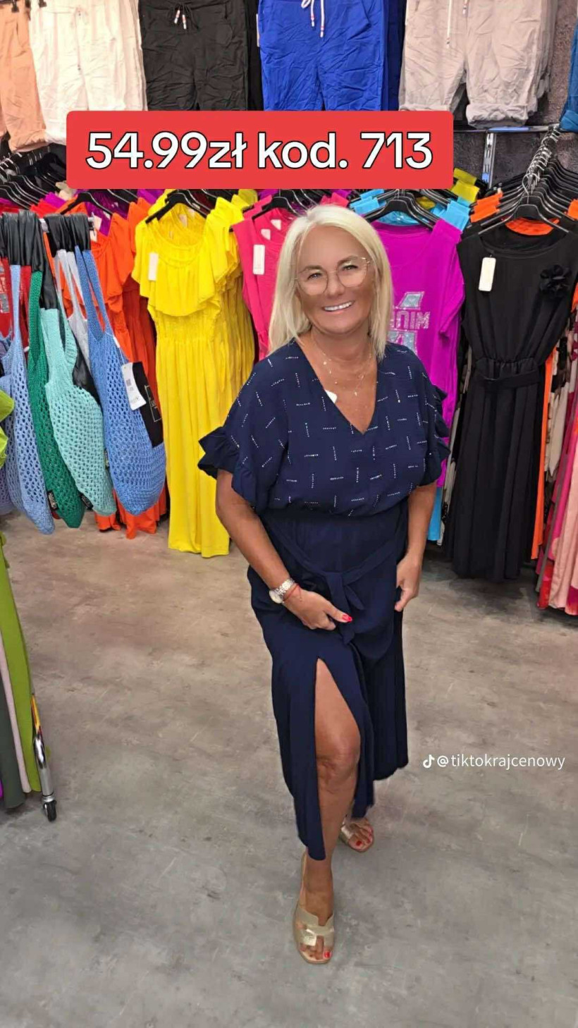 SUKIENKA PATYCZKI RĘKAW FALBANA SEREK DEKOLT