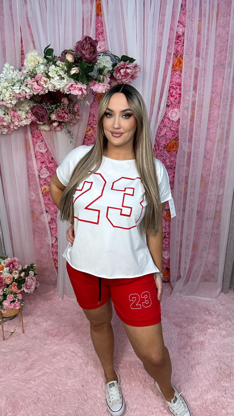 G8192 Spodenki bawełniane 23 Czerwone WYPRZEDAŻ