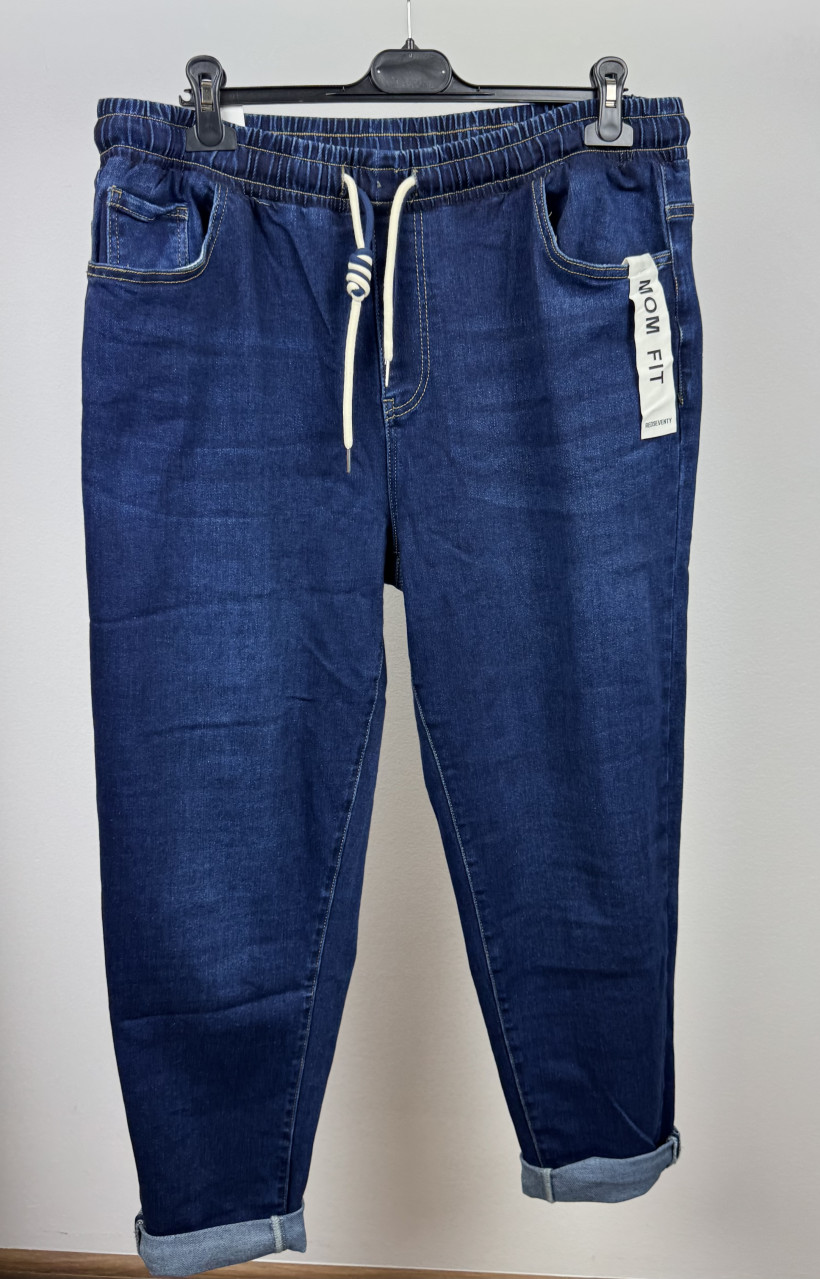 Spodnie jeansowe mom fit - rozm. 50, redseventy - 323- 15 - ciemny jeans