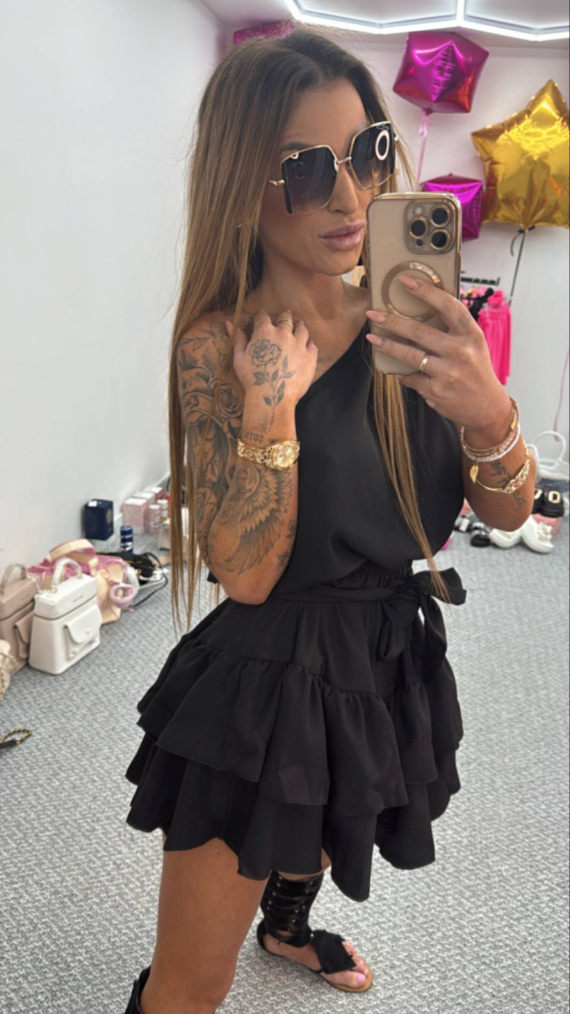 Kombinezon Besquar na jedno ramię czarny