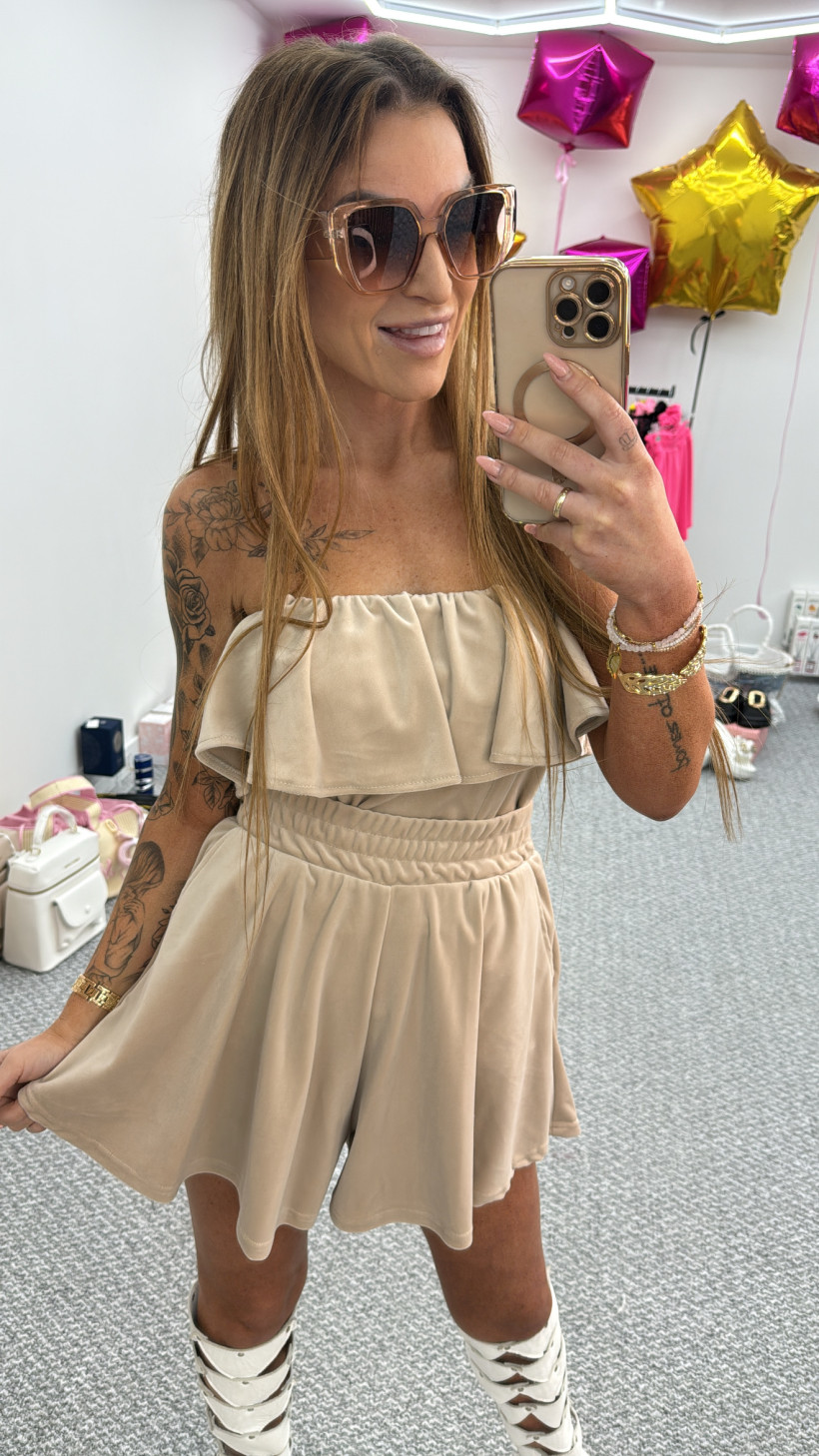 La Perla komplet welur z Hiszpanką beżowy