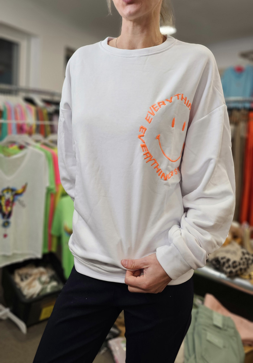 SWEAT SMILEY BLANC TU 38 AU 46