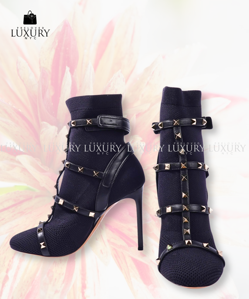 VALENTINO Rockstud Accents Sock Boots S39