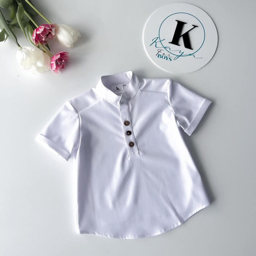 KOSZULA STÓJKA BIAŁA KRÓTKI RĘKAW KAYA