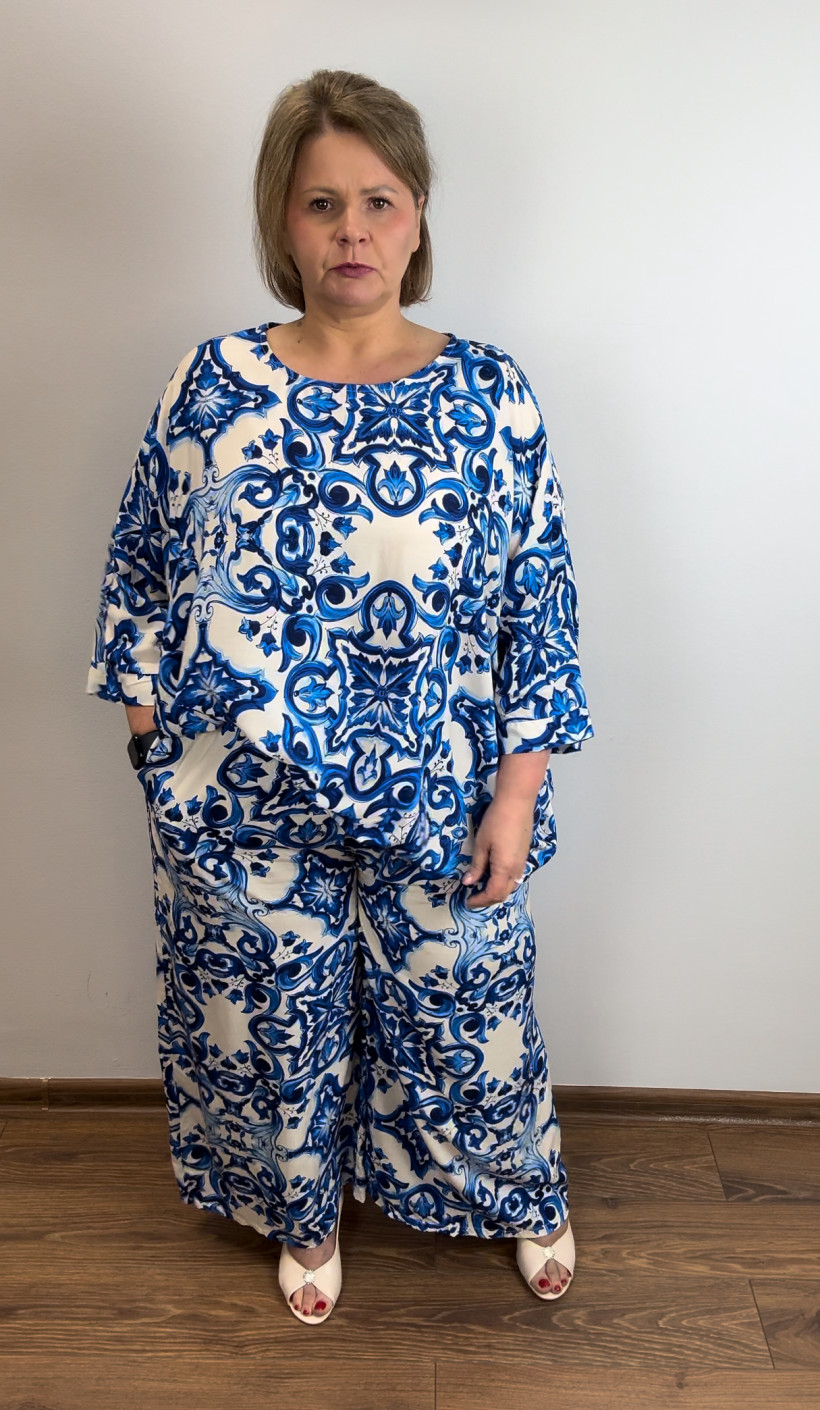 Bluzka oversize, wzór grecki - wł. - 25087