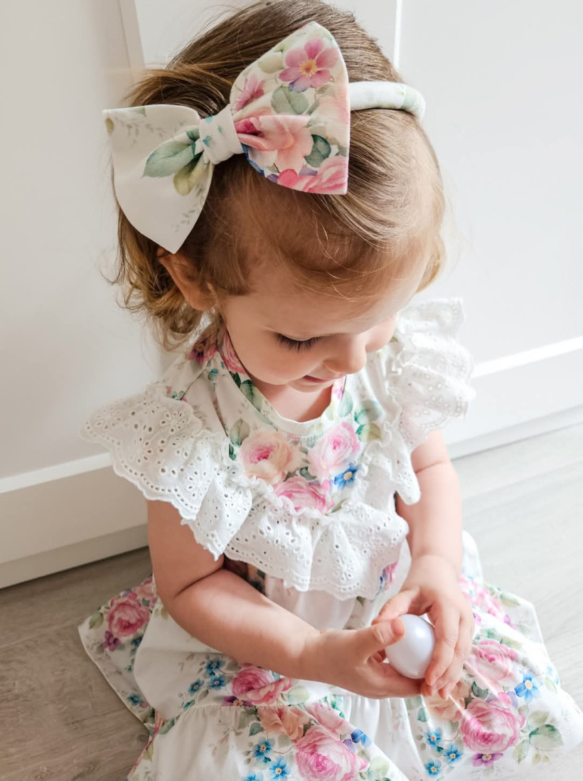 OPASKA SZTYWNA Z KOKARDKĄ KOLOROWE BUKIECIKI HELEN