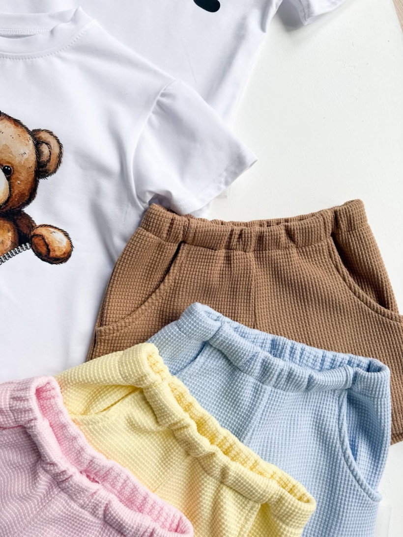 SZORTY BRĄZOWE DZIANINA WAFELEK MAM TEN LUZ