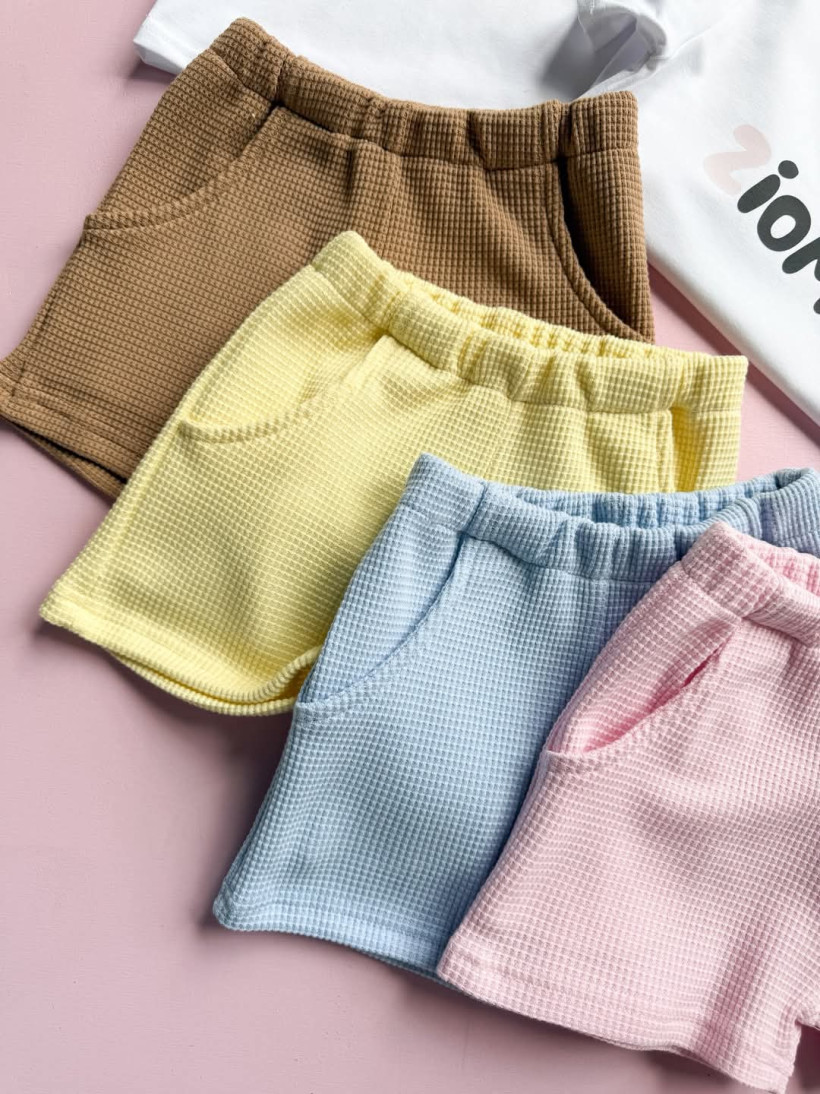 SZORTY RÓŻOWE DZIANINA WAFELEK MAM TEN LUZ