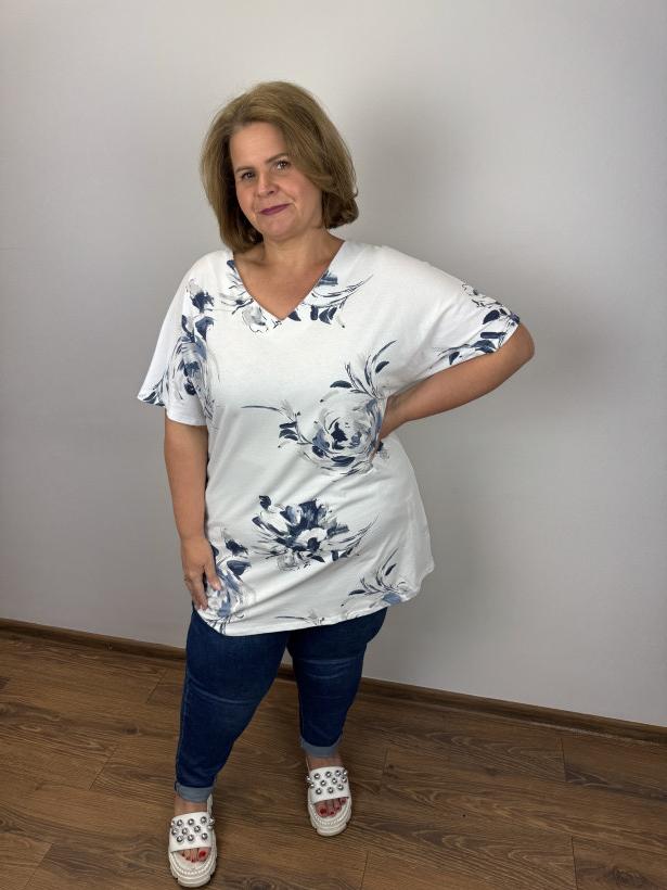 Tunika jednokolorowa wiązana z tyłu- wzór granatowe wzory - luna - 38650