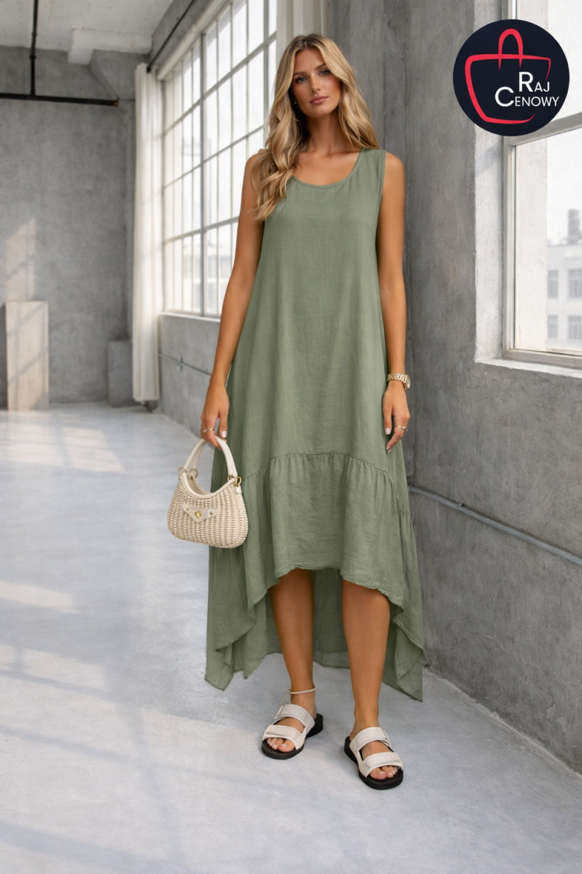 SUKIENKA RAMIĄCZKA FALBANA DÓŁ GUZIKI TYŁ