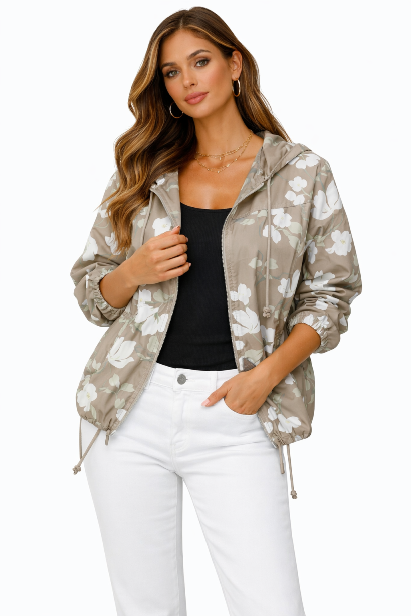 KURTKA BIAŁE KWIATY