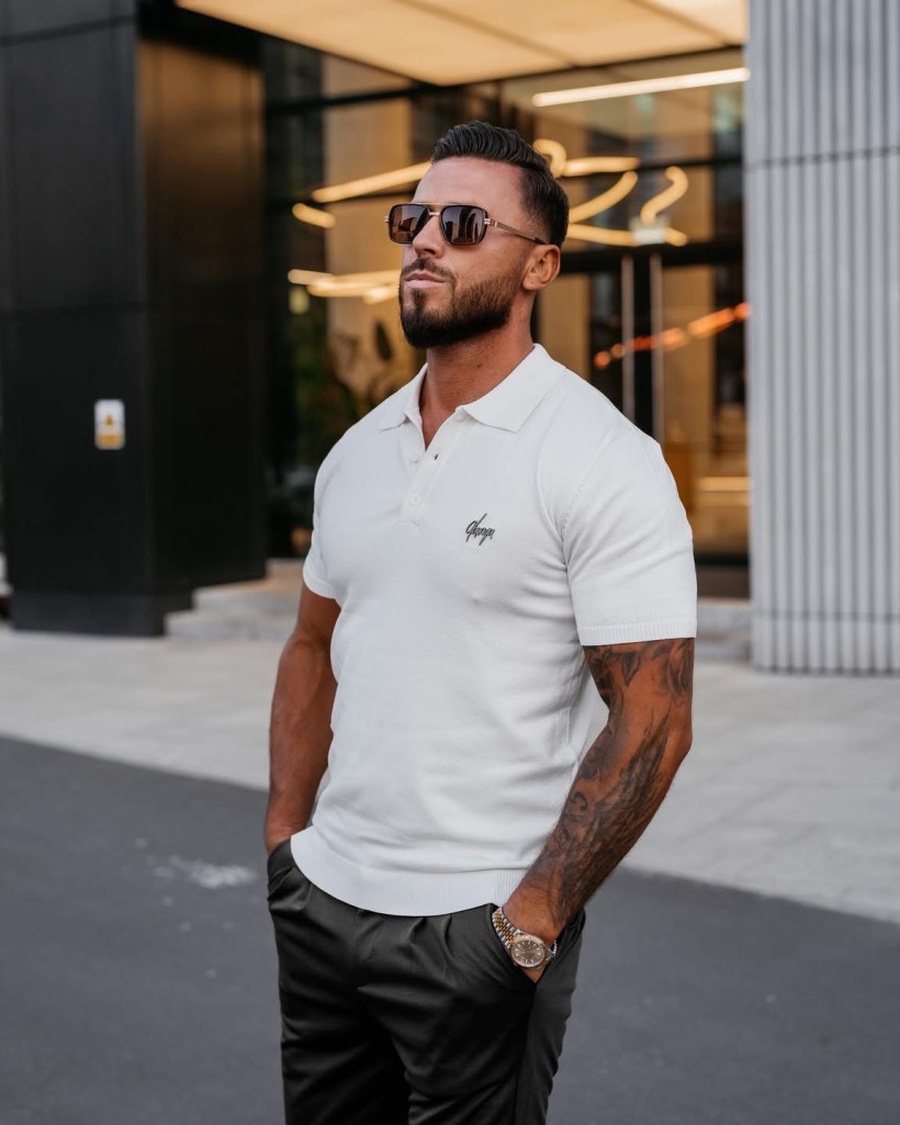 polo męskie TWIST ecru