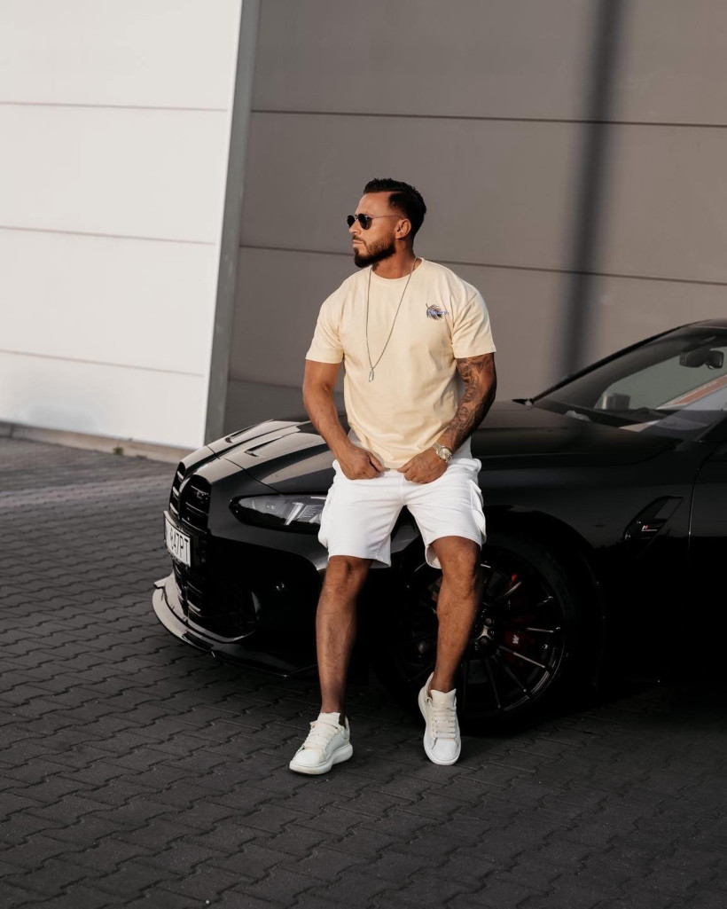 t-shirt męski PALM WAVE beż