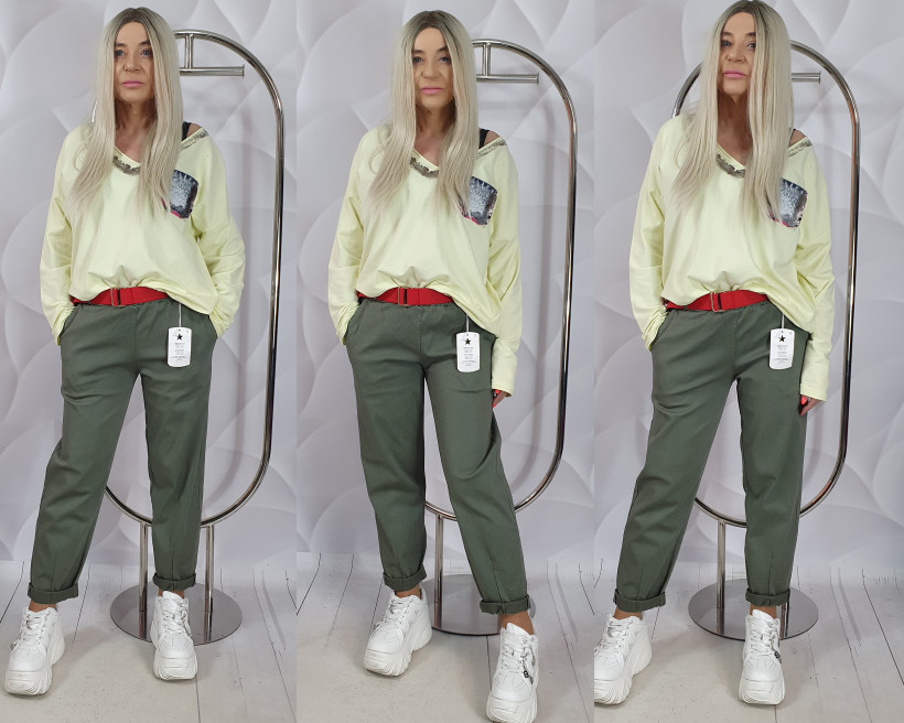 SPODNIE LIVANSY    05117   SK44  Z CZERWONYM PASKIEM 