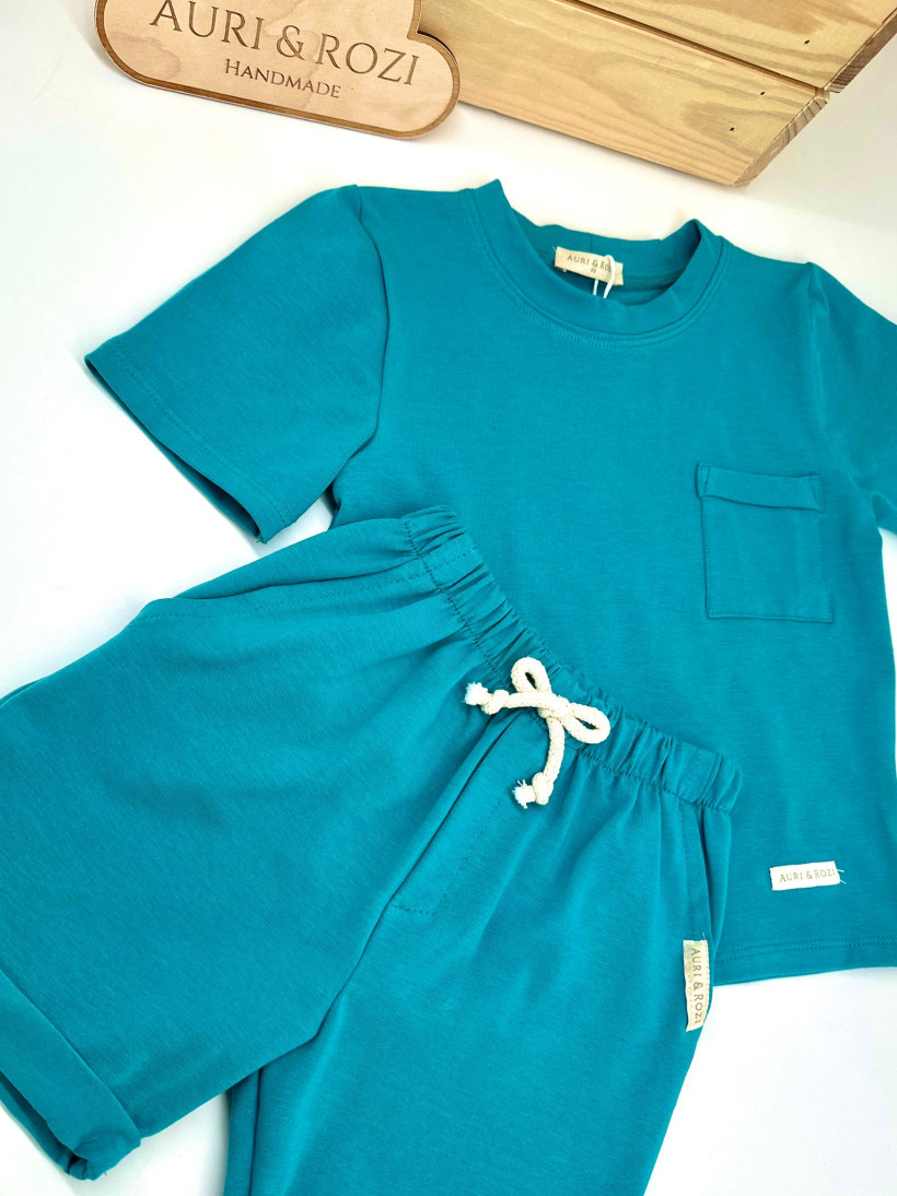 KOMPLET MORSKI T-SHIRT + SZORTY AURI&ROZI