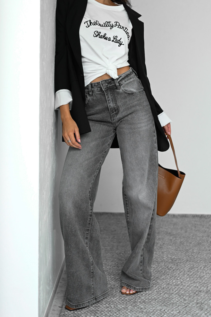SPODNIE PRZECIERANE SZARY JEANS