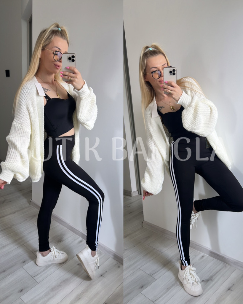 Legginsy bawełniane lampas czarne 