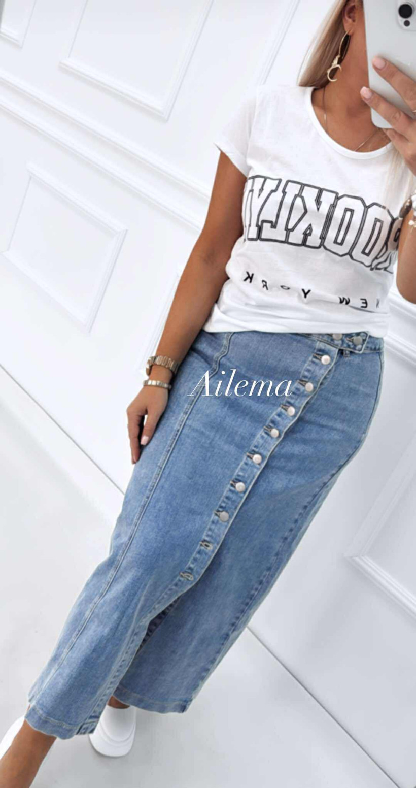 Spódnica jeans E1960-4B z guzikami
