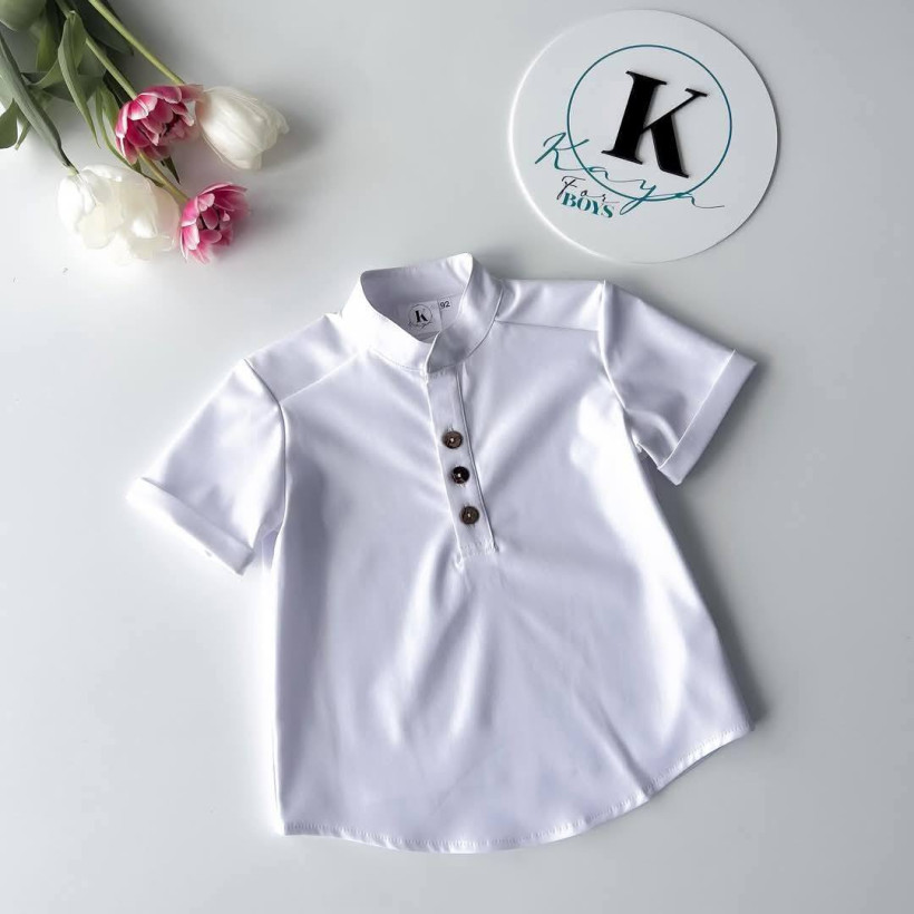 Koszula stójka krótki rękaw biel Kaya