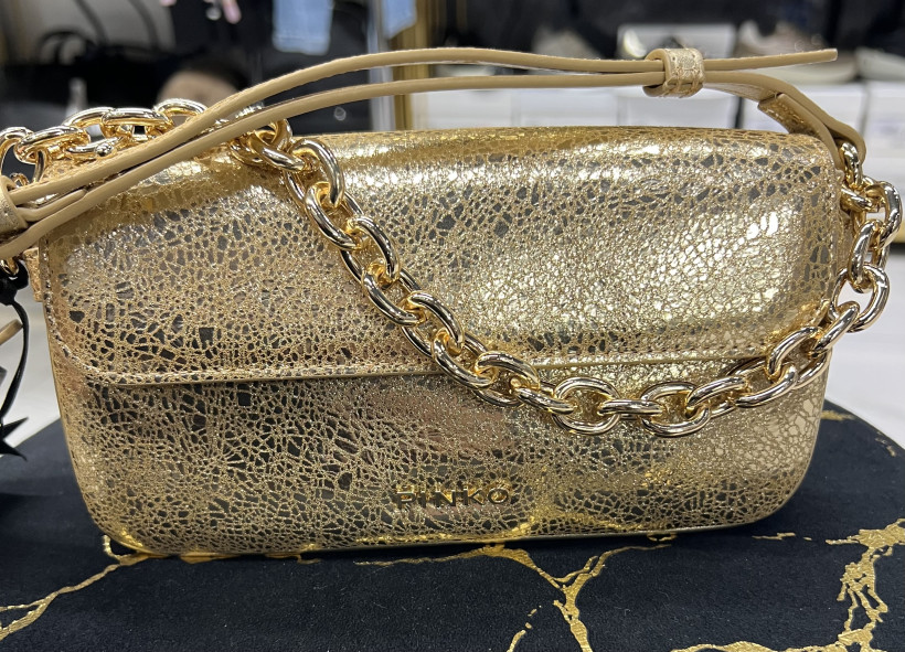 Torebka Pinko Walzer Mini 104579 A2B3 Metallic Leather złota