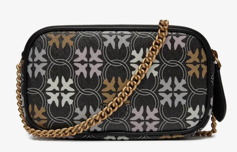 Torebka Pinko Camera Case Pelle Stampa Logo 102810 A1EM czarna