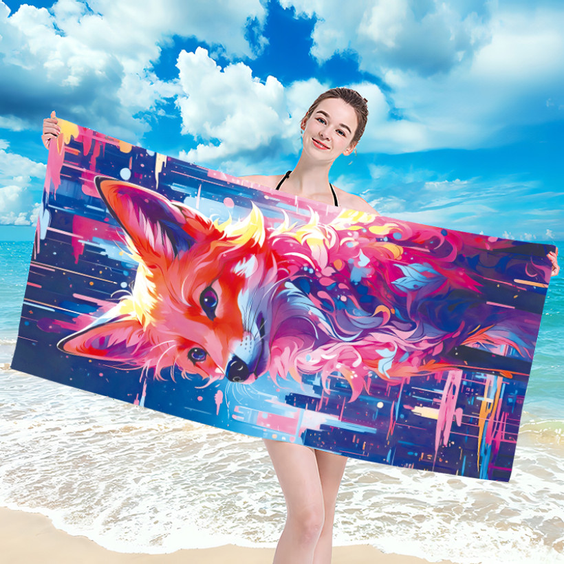 Ręcznik plażowy z mikrofibry 70x140 cm / 100x180 cm szybkoschnący, lekki, kompaktowy - lis