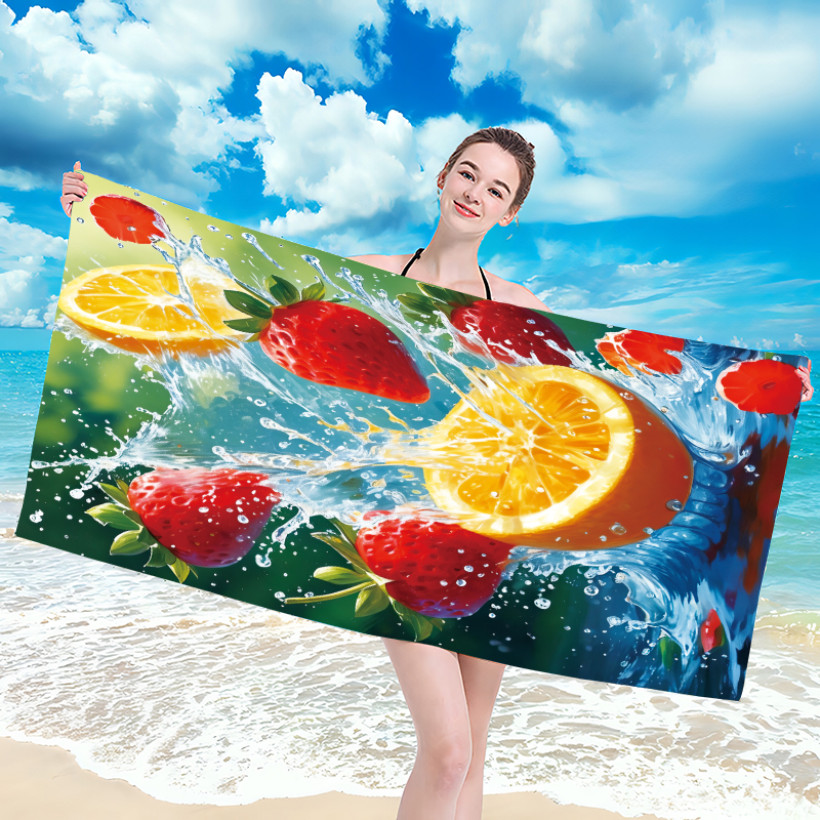 Ręcznik plażowy z mikrofibry 70x140 cm / 100x180 cm szybkoschnący, lekki, kompaktowy - owoce