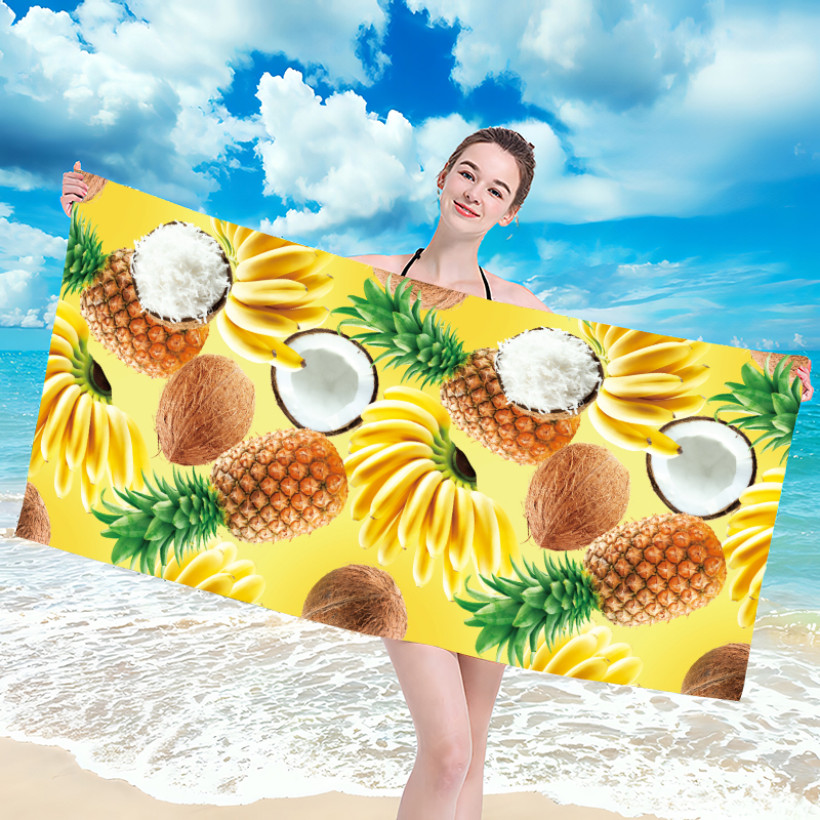Ręcznik plażowy z mikrofibry 70x140 cm / 100x180 cm szybkoschnący, lekki, kompaktowy - ananas
