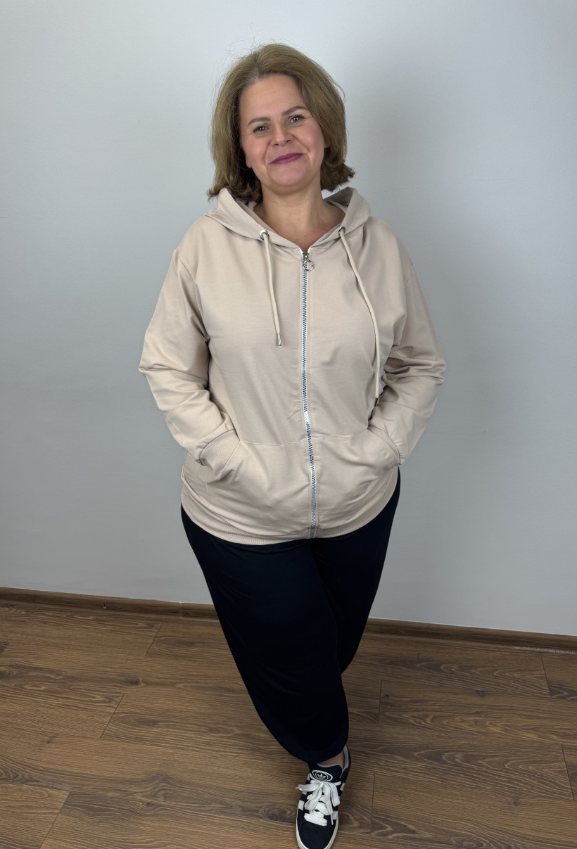 Bluza na zamek z kapturem - ww - (xl/2xl) - 3227 - beż