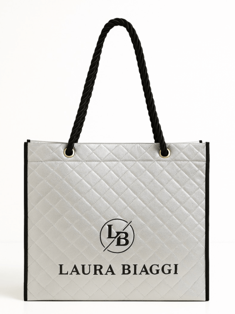 Torba srebrna Laura Biaggi sznurek