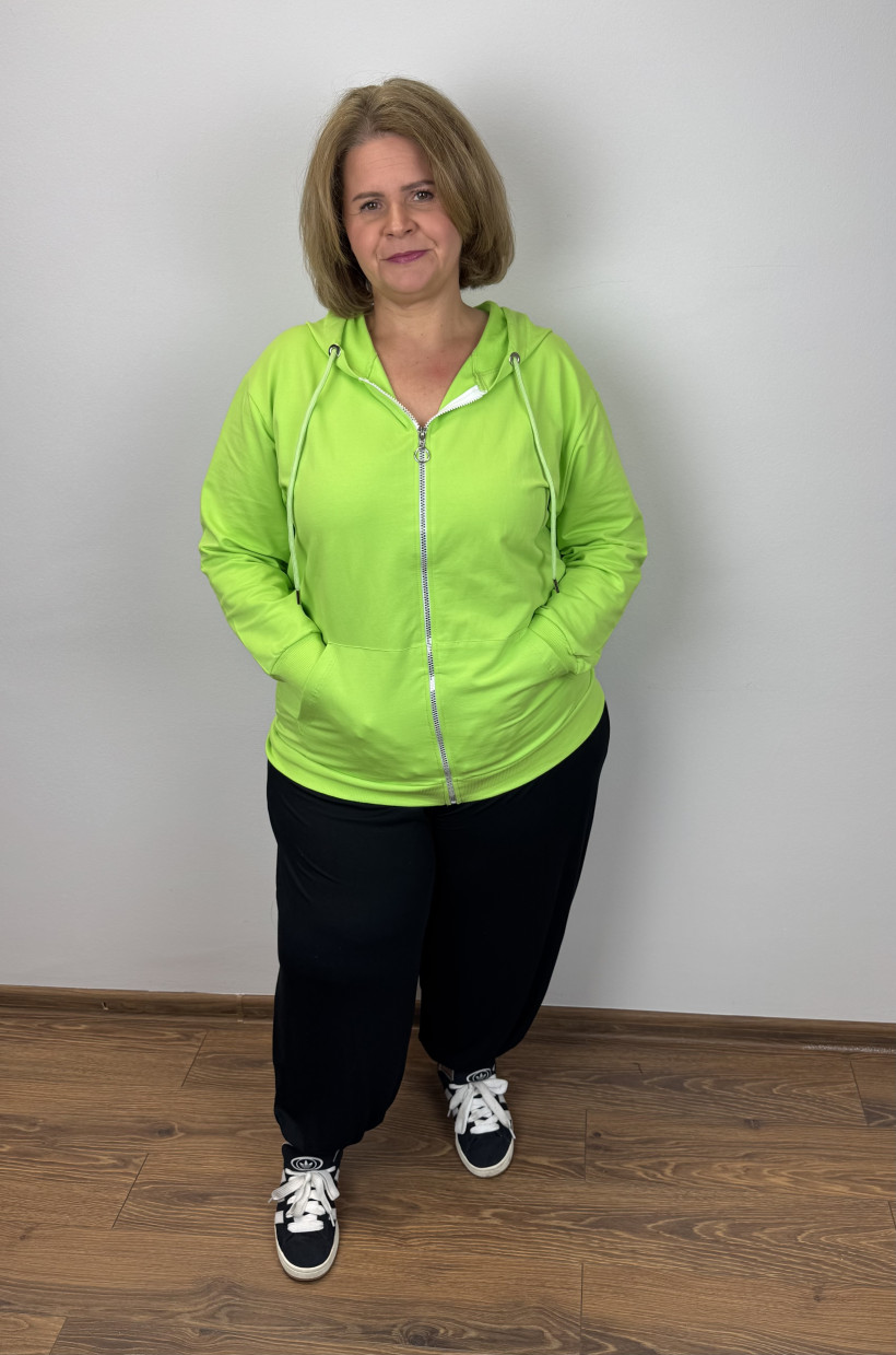 Bluza na zamek z kapturem - ww - (xl/2xl) - 3227 - neonowy zielony/ limonka