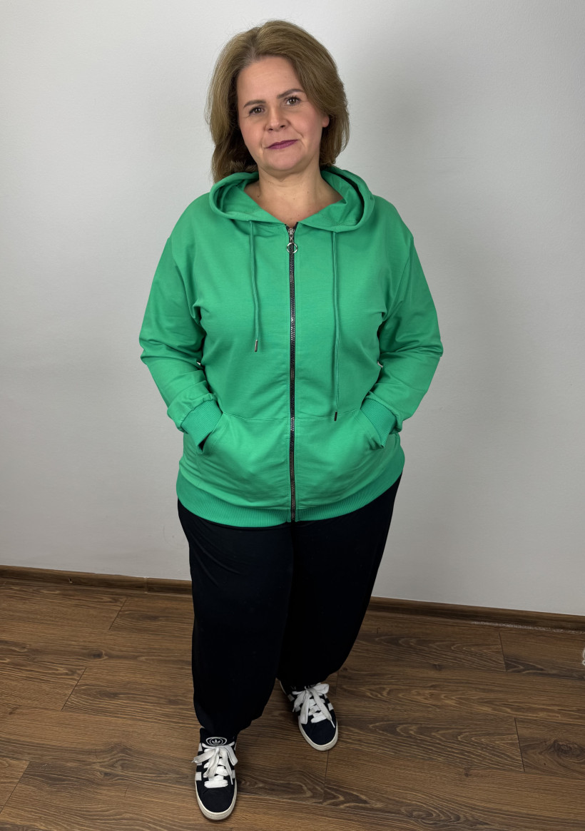 Bluza na zamek z kapturem - ww - (xl/2xl) - 3227 - zielona
