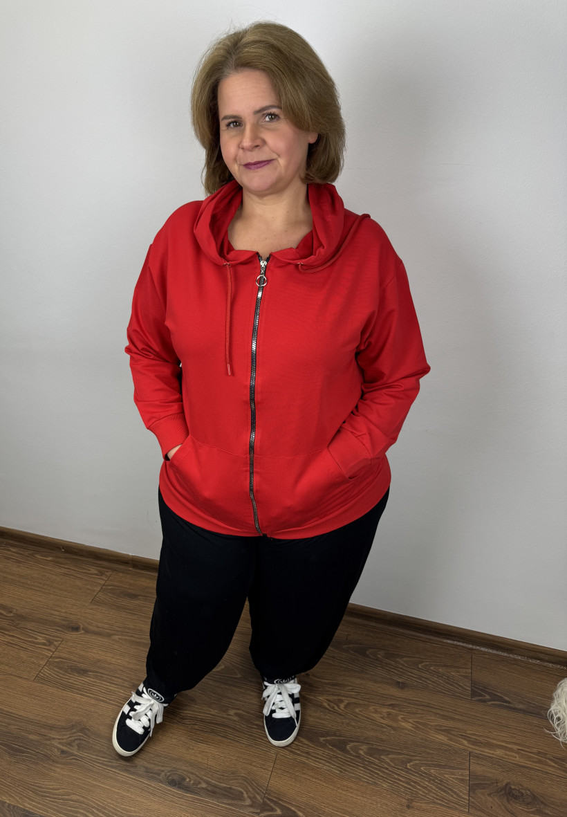 Bluza na zamek z kapturem - ww - (xl/2xl) - 3227 - czerwona
