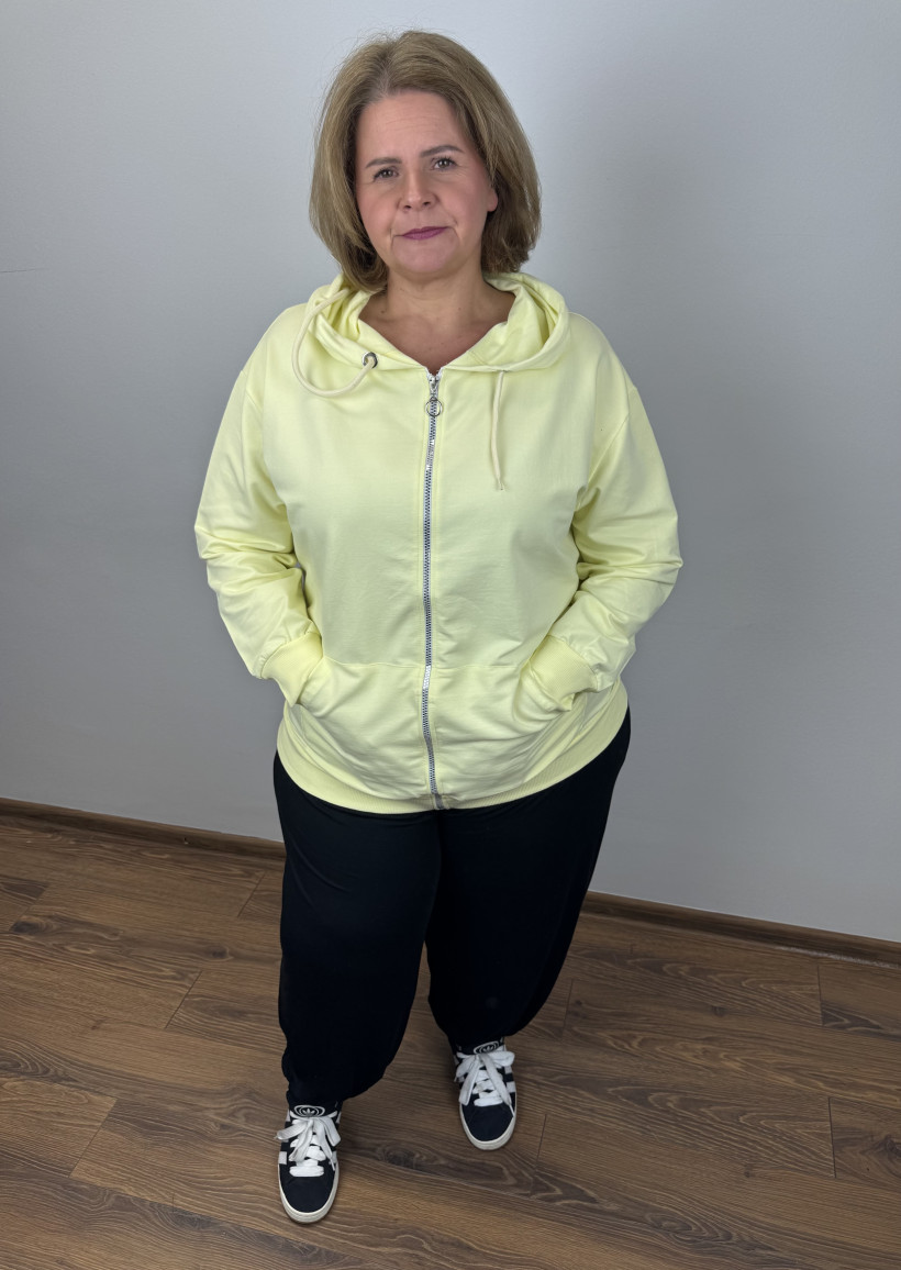 Bluza na zamek z kapturem - ww - (xl/2xl) - 3227 - zółta/ kanarkowa