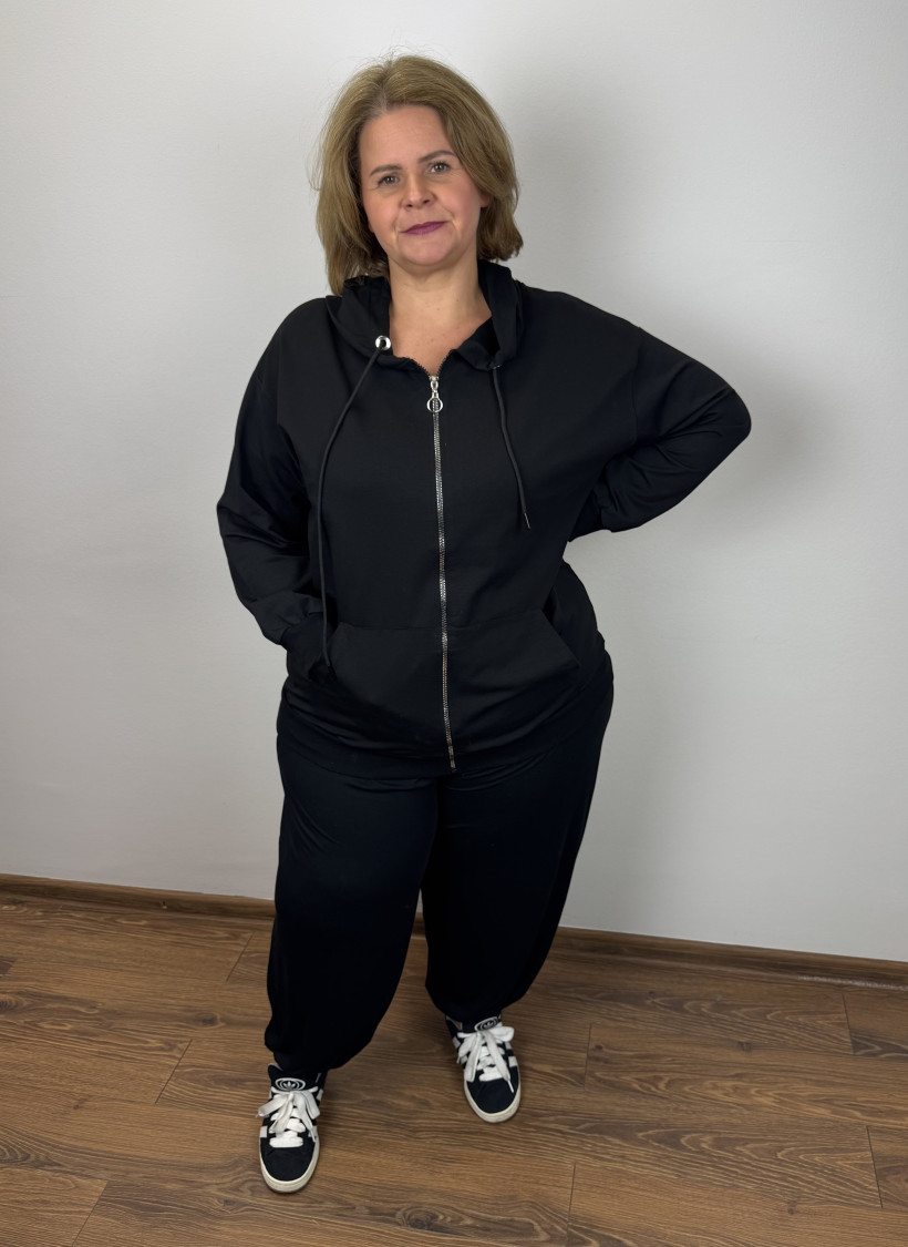 Bluza na zamek z kapturem - ww - (3xl/4xl) - 3227 - czarna