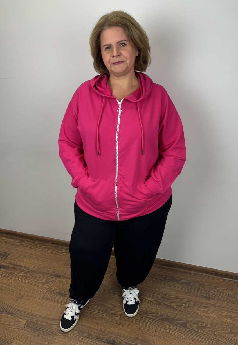 Bluza na zamek z kapturem - ww - (3xl/4xl) - 3227 - fuksja
