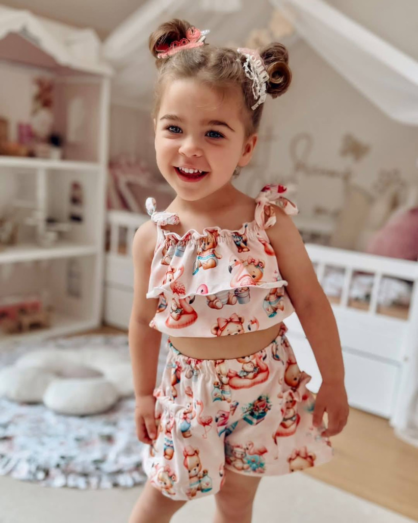 Komplet top+szorty flamingi i Misie Zula