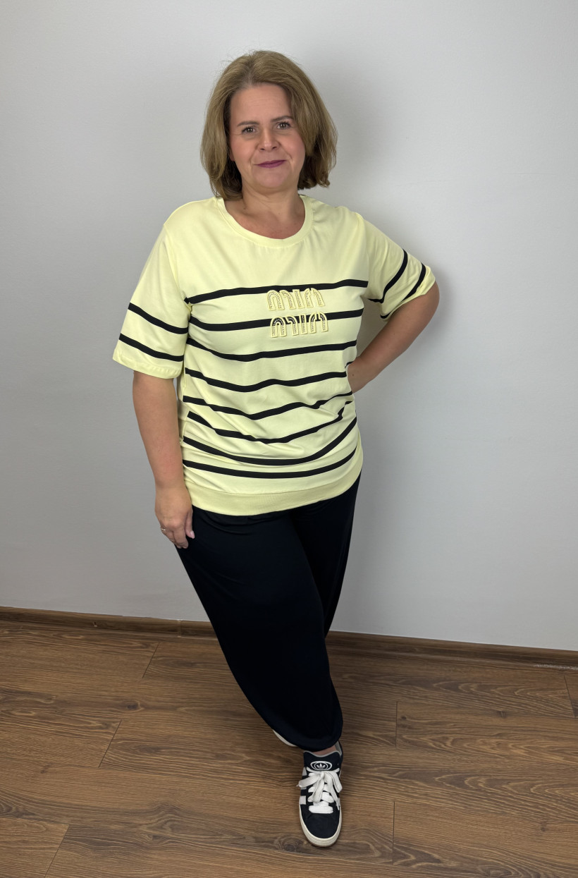 Bluzka pasy z przodu, min - ww - 11293 - żółta / promocja