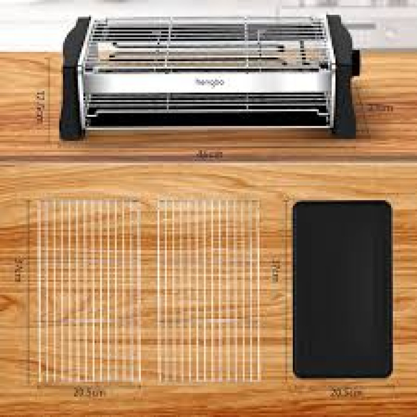 Elektryczny grill stołowy, dwuwarstwowy grill kontaktowy z miską zbierającą, regulowana temperatura, grillowanie w domu, na balkonie lub w ogrodzie 2000 W