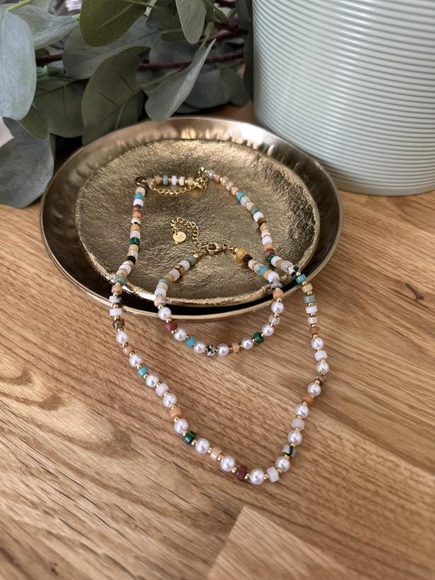 KOMPLET KORALIKI BEŻ