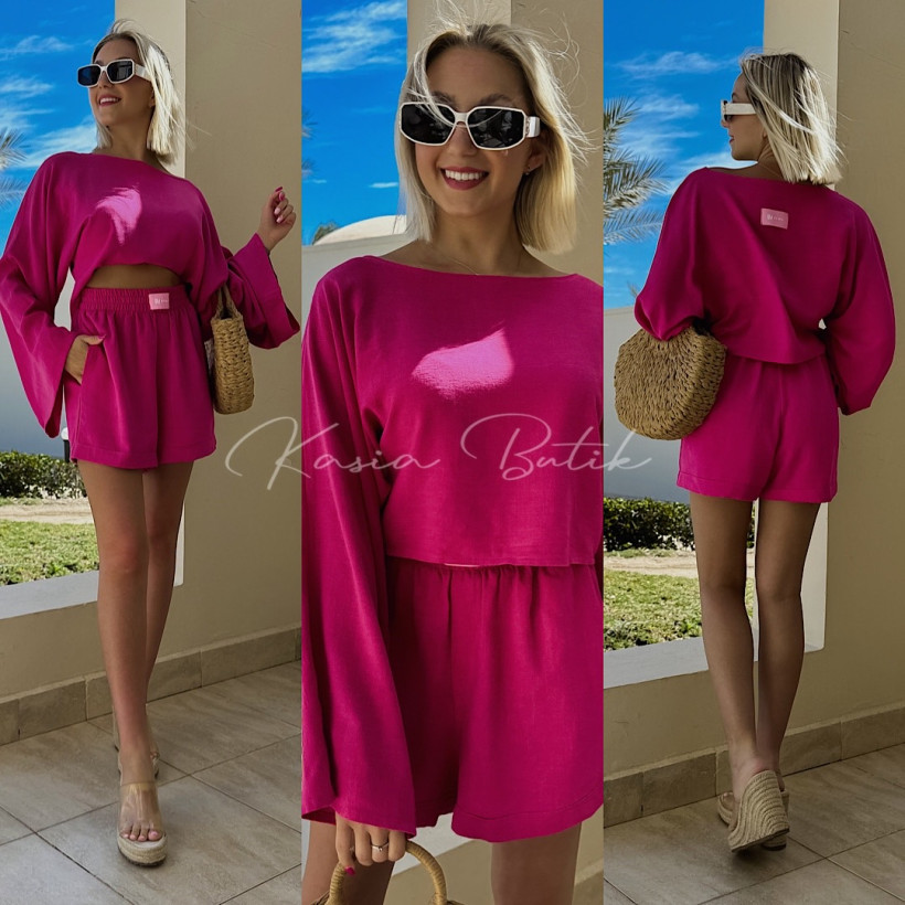 Komplet Lniany Boho One By Mia Fuksja